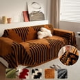 thumbnail image 3 of HUGNEO 71"x51" Chenille Sofa Cover, Non Slip Soft Tassel Couch Cover, Machine Washable Furniture Protector for Kids Pets, Brown, 3 of 11