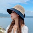 thumbnail image 6 of SikaFu Hat Woman In Spring And Summer Fashion Shading Sunscreen Network Eye Woven Fisherman Hat Bow Bowl Sun Hat, 6 of 8