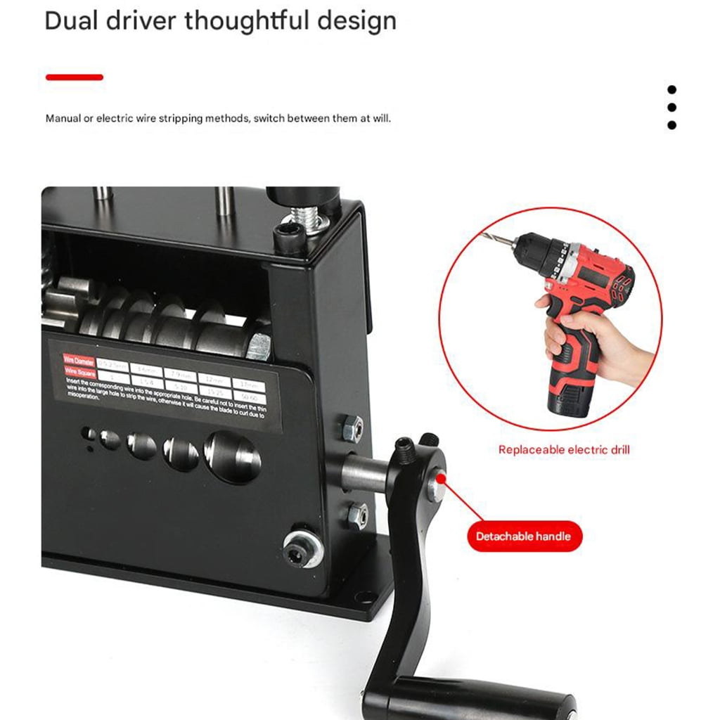 Wire Stripper Featuring Automatic Mode Hand Crank Function with 6 Hole Input for Household Cable Stripping Tool