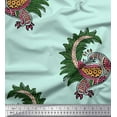 thumbnail image 1 of Soimoi Polyester Crepe Fabric Peacock Block Decor Fabric Printed Yard 52 Inch Wide, 1 of 3