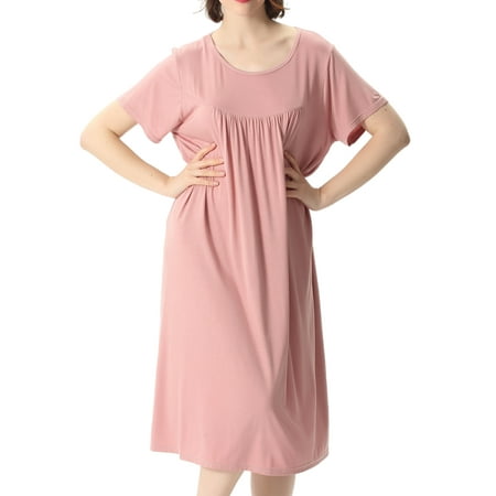 

Sexy Dance Women Plus Size Nightgown Casual Loose Nightshirts Scoopneck Nightdresses Sleepwear Loungewear Deep Pink 7XL