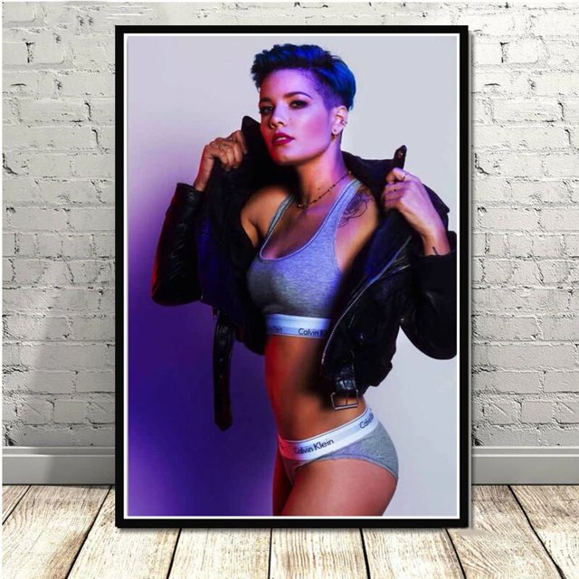 Pintura al óleo de Halsey Pop para decoración del hogar, póster de arte para pared, imágenes de DJ, cantante de flores y estrellas, novedad