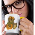 thumbnail image 2 of 3drose, Cute Girl Bear Illustration with a Bow and Pumpkin, 11oz Two-tone Yellow Mug, 2 of 6