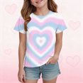thumbnail image 2 of Sgkm Summer Girls T Shirt Short Sleeved Stylish Summer Shirts with Gradient Color Heart Shaped Pattern Holiday Clothes Purple 2-3 Years, 2 of 5