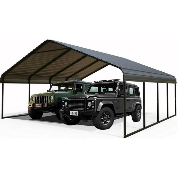 Heavy Duty 20x20 ft Steel Carport - Reinforced Frame All-Weather Protection for 2 Cars, Trucks, Boats, RVs ，Portable Garage Shelter for Yard, Backyard