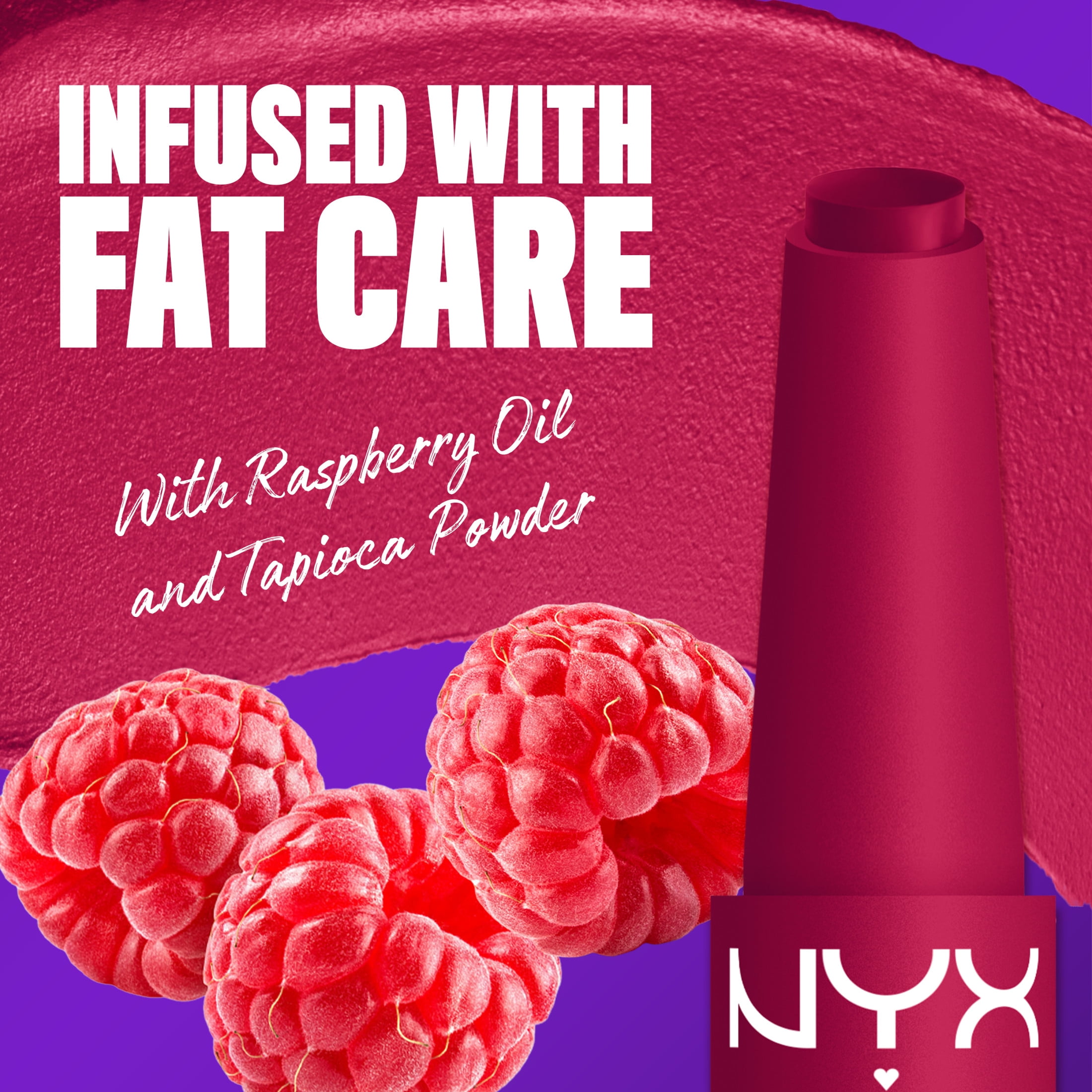NYX Professional Makeup Fat Matte Lipstick, Smooth Color Long Lasting Lipstick, Hibiscus Hug, 0.07 oz