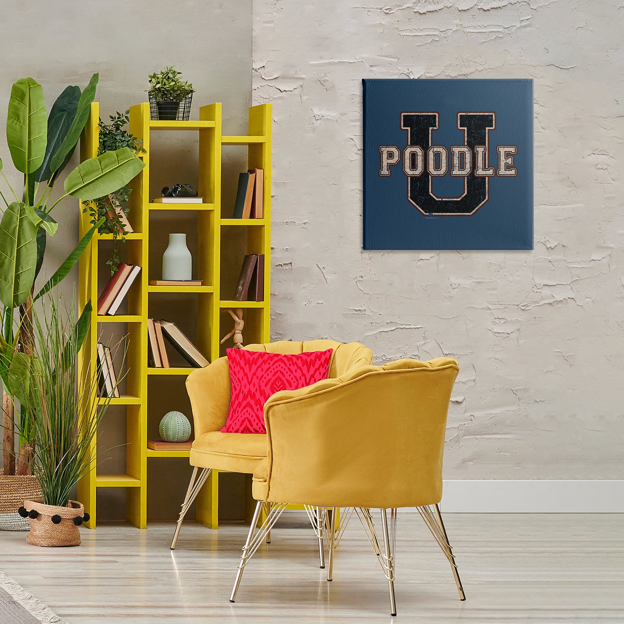 Stupell Industries Varsity Poodle U Novelty & Humor Painting Wrapped Canvas Art Print Wall Art, 24 x 24