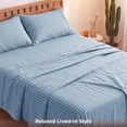 thumbnail image 5 of U by Bedsure Striped Queen Sheets Set, 4 Piece 16" Deep Pockets Soft Prewashed Microfiber Jacquard Bed Sheets, Blue, 5 of 9