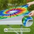 thumbnail image 6 of Rainbow Tie Dye Radial Pattern Square Fitted Tablecloth with Elastic Edge,Square Table Cover,Washable Elastic Table Cover for Home Kitchen Party Decor 36"x36", 6 of 6