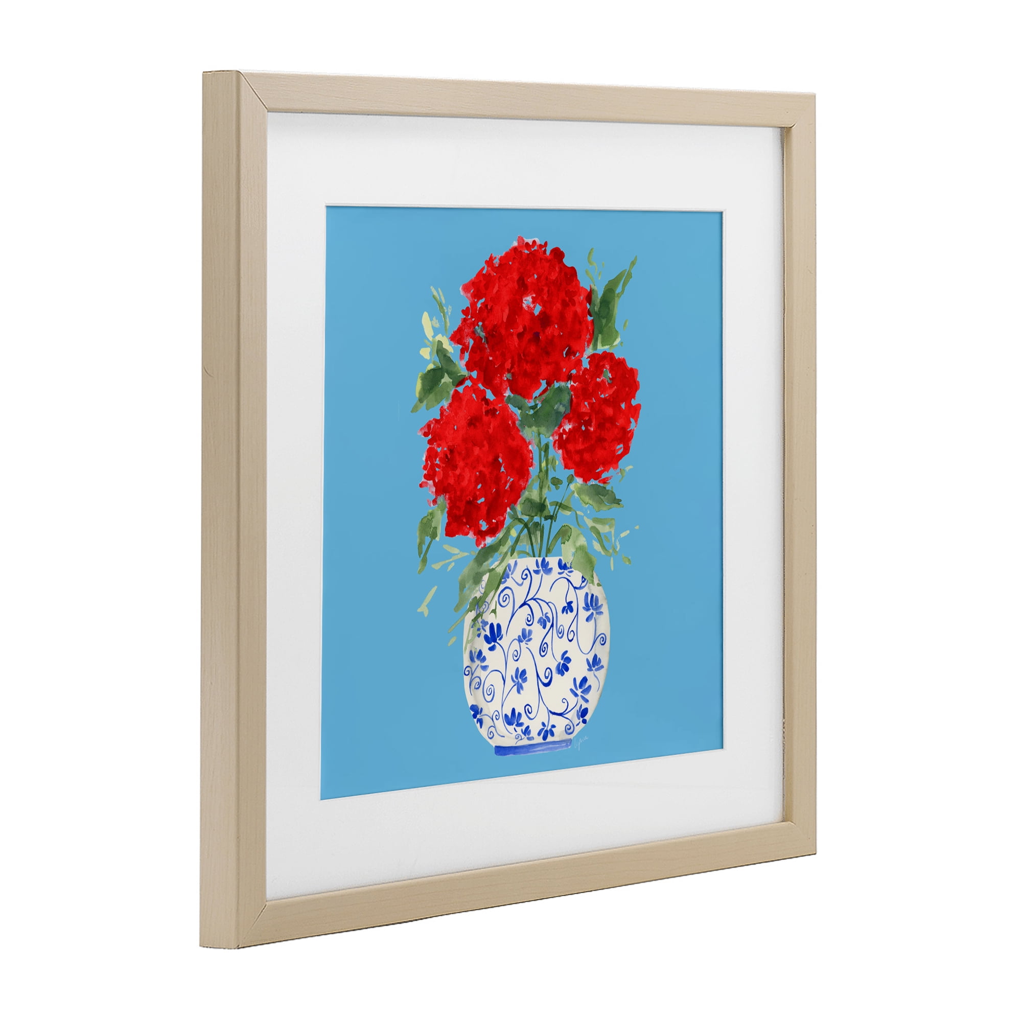 Stupell Industries Bold Red Hydrangea Trio Birch Framed Print Under Glass, design by Lucille Price