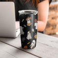 thumbnail image 4 of 20oz Tumblers Halloween Ghosts with Costumes Stainless Steel Vacuum Insulated Double Wall Travel Tumbler Cups Mug with Lid and Straw,Cleaning Brush for Cold & Hot Drinks, 4 of 7