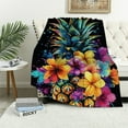 thumbnail image 4 of FCXZI Flannel Blanket for Couch Bed Sofa, Colorful Floral Design, Soft Warm 30*40in, 4 of 7