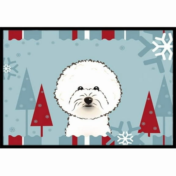 Winter Holiday Bichon Frise Indoor & Outdoor Mat- 24 x 36 in.