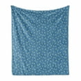 thumbnail image 1 of Floral Soft Flannel Fleece Throw Blanket, Illustration of Strips with Flowers and Swirls, Cozy Plush for Indoor and Outdoor Use, 50" x 70", Turquoise Baby Blue, by Ambesonne, 1 of 5