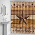 thumbnail image 5 of Country Stars Shower Curtain for Bathroom Decor, Vintage Brown Wood Grain Bless Our Home Farmhouses Waterproof Fabric Shower Curtain, 48"x72" Set with 12 Hooks, 5 of 9