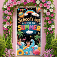 thumbnail image 6 of Bright Colors Summer Banner Cartoon Design School's Out Holiday Wallpaper for Beach Party Kids Celebration Indoor Decoration, 6 of 8