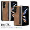thumbnail image 6 of Nalacover Case for Samsung Galaxy Z Fold 5, Slim Vintage Cloth Case for Galaxy Z Fold 5 with S Pen Holder, Shockproof Anti-Scratches Anti-Fingerprints Full Protection Folding Cover,Brown, 6 of 9