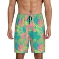 thumbnail image 3 of Lsque Colorful Palm Leaves Mens Sleep Pajama Shorts,Short Pajama Pants, Cotton Ultra-Soft Knit-Small, 3 of 9