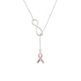 thumbnail image 2 of Delight Jewelry Pink Ribbon ''Help'' Silver tone Elegant Infinity Lariat Necklace, 2 of 4