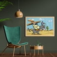 thumbnail image 2 of Cartoon Wall Art with Frame, Mexican Man Wearing Sombrero Hat Riding a Donkey in the Desert with Cactus Plants, Printed Fabric Poster for Bathroom Living Room, 35" x 23", Multicolor, by Ambesonne, 2 of 2