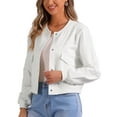 thumbnail image 4 of INSPIRE CHIC Cropped Bomber Jacket for Women's Stand Collar Button Down Biker Moto Jackets, 4 of 5
