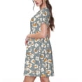 thumbnail image 2 of Fotbe White Popcorn Vestido Largo de Moda para Mujer, Vestido Tipo Camiseta con Manga Corta y Estilo Casual a Rayas y Bloques de Color, 2 of 6
