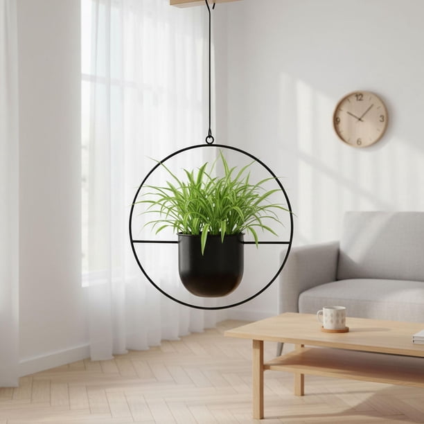 Maceta colgante de pared para jardín o patio interior/exterior. Negro
