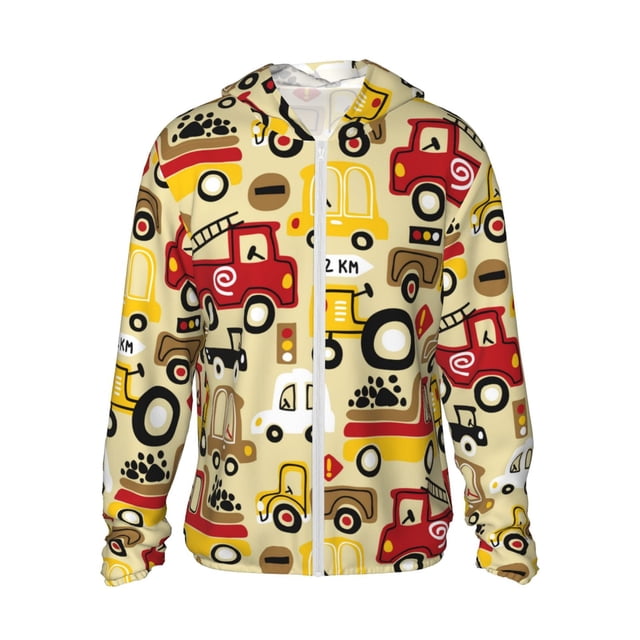 Fotbe Vehicles Chaqueta con Protección Solar UPF 50+ para Hombre y Mujer, Camisa con Capucha y Bolsillos-Medium