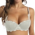thumbnail image 1 of GPOECD Seamless Full Coverage Wireless Bra For Women Soft Support Comfortable Lace Underwire Everyday Lift Plus Size Demi Cup White,36, 1 of 4