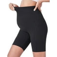 thumbnail image 3 of Deago Women's Maternity Yoga Shorts Over The Belly Bump Summer Workout Running Active Short Pants with Pockets (Black, S), 3 of 6