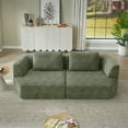 thumbnail image 6 of Oversized 3 Seater Sofa, Compressed Chenille Fabric Couch with Pocket Spring Support, No Assembly Required, Zippered Removable Cushions, Space Saving Furniture for Living Room, Apartment,Green, 6 of 6