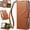 Brown, variant on for Motorola Edge 70 Leather Wallet Case Minimalist Business 3-Color Stitching, Hidden 6-Card Slot & Cash Pocket, Magnetic Clasp, Kickstand, Wrist Strap Lanyard