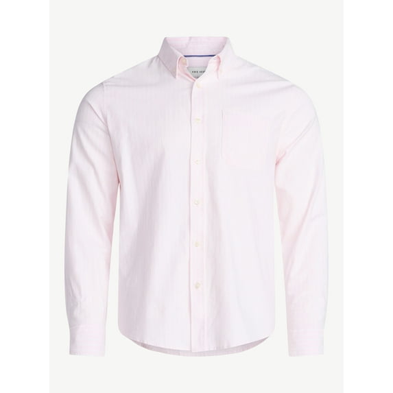 Free Assembly Men's Button Front Oxford Shirt with Long Sleeves, Sizes S-3XL