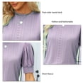 thumbnail image 5 of Sudadera de manga corta con cuello redondo cómoda para mujer, talla XL, camiseta hueca informal morada, 5 of 5