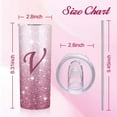 thumbnail image 2 of Initial V Tumbler Cup, Monogrammed Gift for Women, Personalized 20oz Tumbler With Lid and Straw, for Girls, Mom, Teacher - Birthday, Wedding, Graduation, V-Pink, 2 of 6