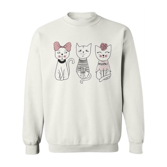 3 Cute Kitties Sweatshirt Women - Women Sweatshirt, White, Large