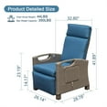 thumbnail image 2 of Outdoor Recliner Chair, Patio Recliner with Hand-Woven Wicker, Flip Table Push Back, Adjustable Angle, 6.8'' Thickness Cushions, Reclining Lounge Chair for Indoor and Outdoor, Navy Blue, 2 of 9