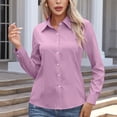thumbnail image 6 of TGSLY Women's Collared Button Down Tops Slim Fit V Neck Long Sleeve Dress Shirts Lightweight Soft Solid Color Tunic Blouses XXXXL, 6 of 9
