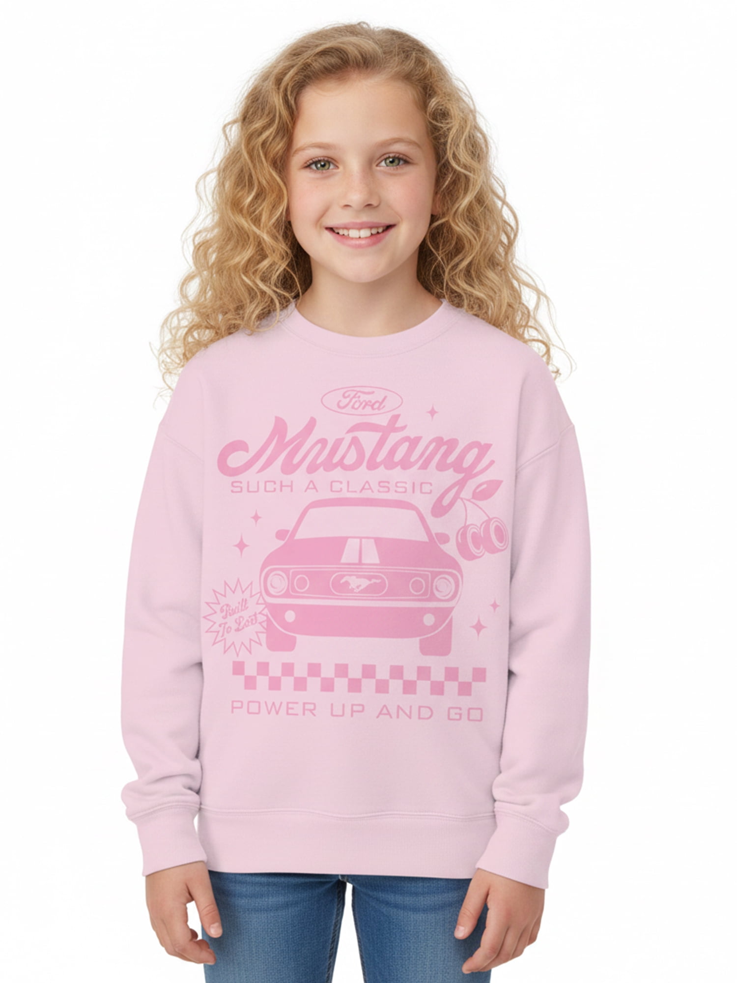 Ford Girls Mustang Retro Classic Graphic Sweatshirt, Sizes 4-16
