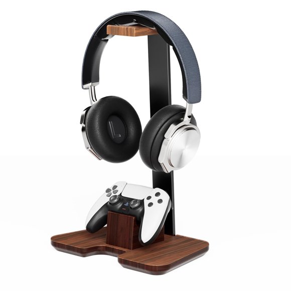 Auriculares de madera con soporte de controlador CUIWHRL para escritorio de juegos