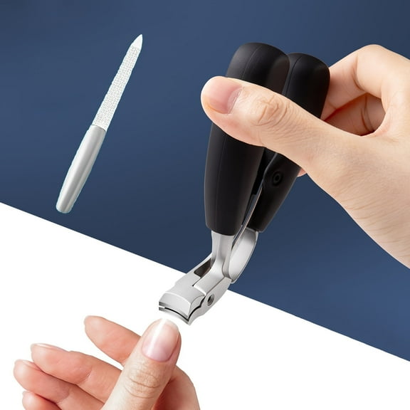 Nail Clippers,Modern stainless steel nail clippers 3-piece set. With Concave Blade, Heavy Duty Nail Clippers, Curved Design, Large Opening, Long Handle, With Angled Arc Blade, For Thick Nails