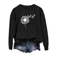 thumbnail image 2 of Gibobby Temperamento Pullover Top Sudadera con capucha sin capucha con estampado de diente de león para el día de San Valentín informal a la moda para mujer (Negro, S), 2 of 4