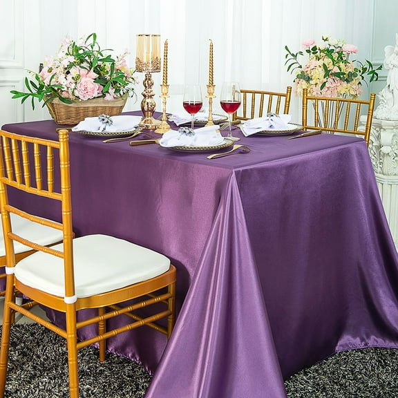 Wedding Linens Inc. 90" x 156" Satin Rectangular Table Cover Tablecloth - Wisteria