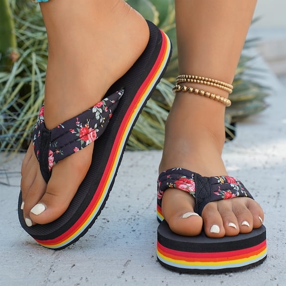 YOUYEDIAN House Slippers for Women Summer Indoor Shoes Fashion Cool Sandals Beach Slides (Black)