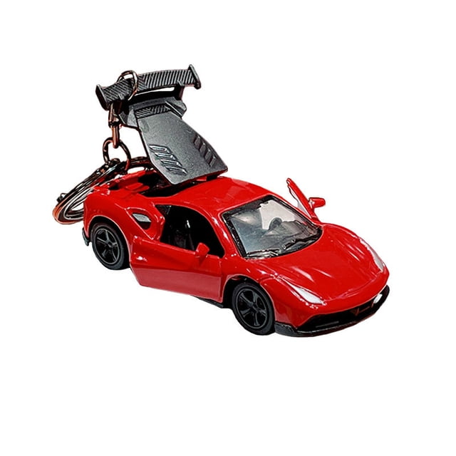 Llavero en miniatura de coche deportivo rojo, acrílico y aleación
