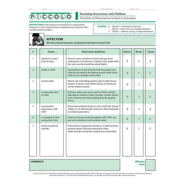 Parenting Interactions with Children Checklist of Observations Linked