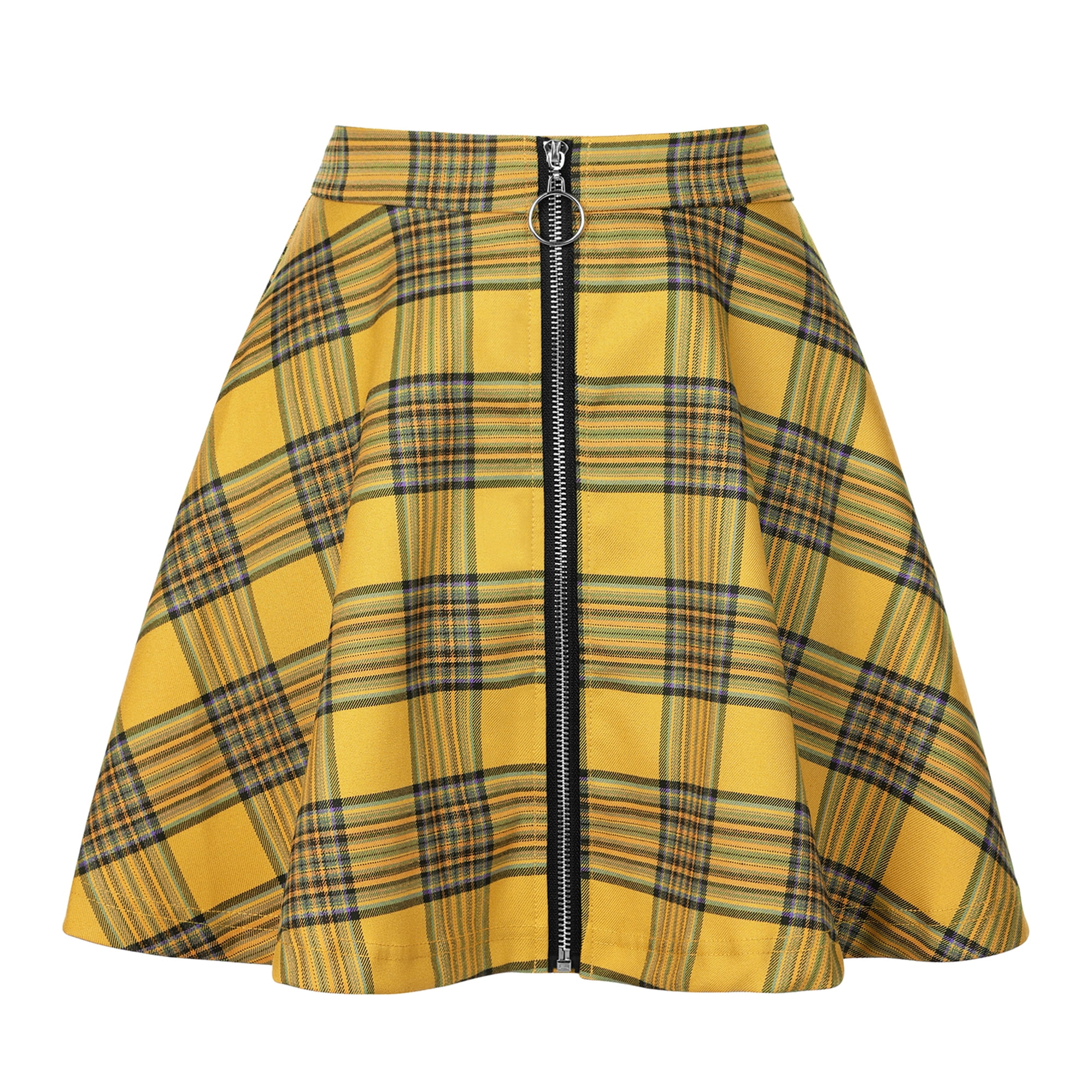 High waisted yellow plaid skirt hotsell