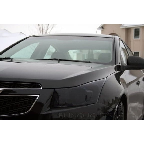 BlingLights Chevy Cruze Black Smoked Headlight Lamp with Tinted Film Protection