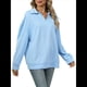 thumbnail image 2 of de Larga con Cuello en V para Mujer, Sudaderas Ligeras, Ropa de Moda de Otoño 2025. Azul L, 2 of 10