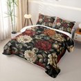 thumbnail image 3 of Erosebridal Antique Boho Rose Twin Quilt Set for Women Girls, Dahlia Floral Print Twin Coverlet Set, 2pcs, 3 of 7